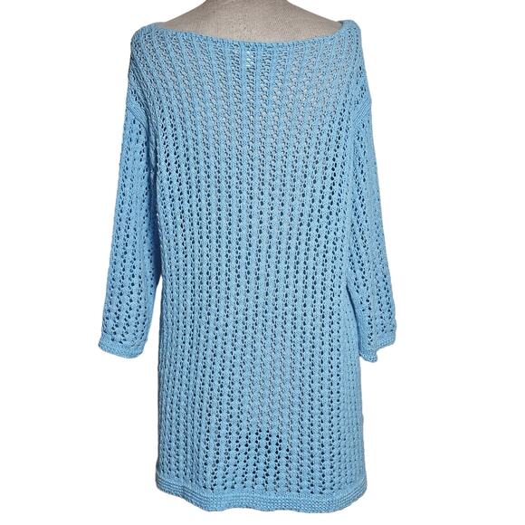 J Jill Blue Open Knit Cotton Blend Sweater Size Small - Picture 2 of 4